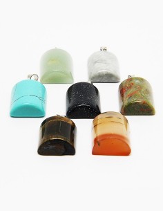 Collier avec 7 pierres de santé, chakras - demi-cylindre