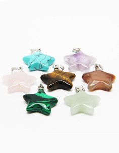 Collier avec 7 pierres de santé, chakras - étoiles