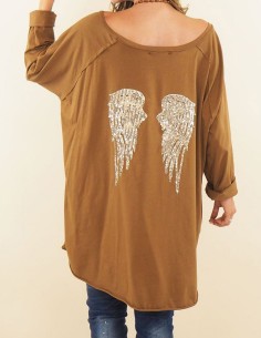 Tunique oversize ailes d'ange en sequin