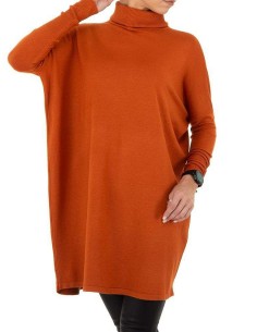 Langer und lockerer Rollkragenpullover in Herbstfarben