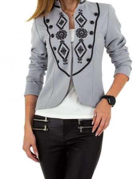 Grijs geborduurde blazer voor dames
