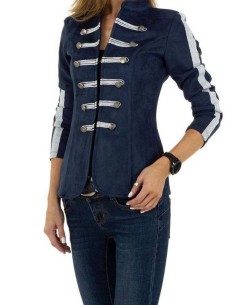 Denim blue blazer with white lines