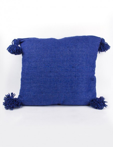 Ultramarine cotton cushion cover with tassels