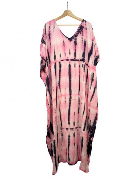 Roze en zwarte lange jurk caftan stijl boho