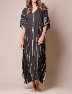 Black and brown caftan style long dress boho
