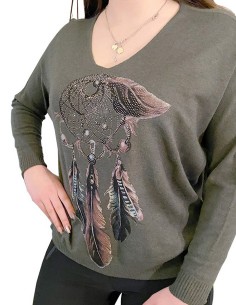 Loose-fitting sweater with long sleeves dream-catcher