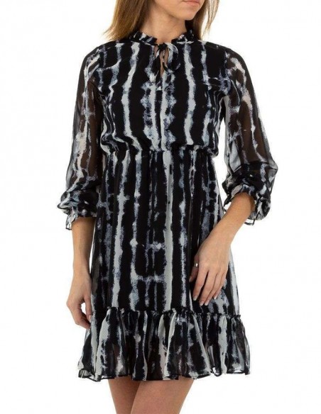 Robe à volants vintage noire et bleue