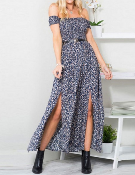Blue floral long dress