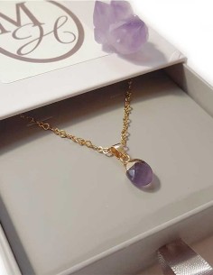 Collier avec pendentif larme facettée - Améthyste