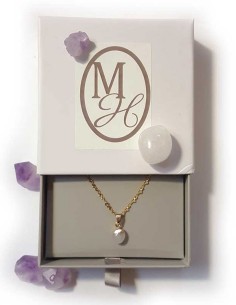 Collier avec pendentif larme facettée - Cristal de roche