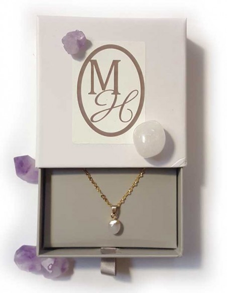 Ketting met facetgeslepen druppelhanger - Bergkristal