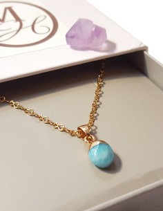 Ketting met gefacetteerde druppelvormige hanger - Blauwe Jaspis