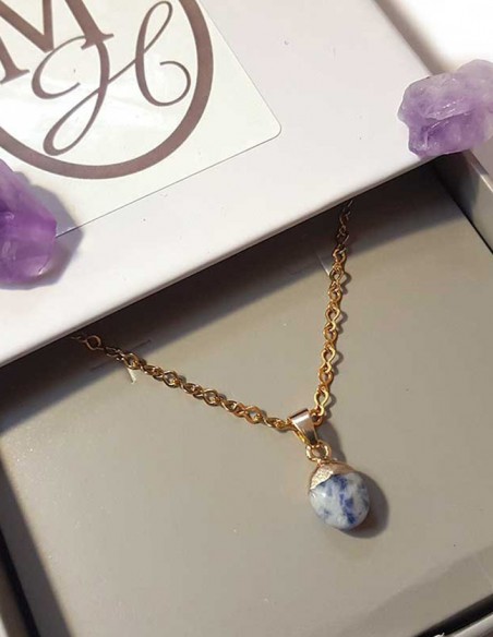 Collier avec pendentif larme facettée - Sodalite