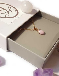 Ketting met gefacetteerde druppelvormige hanger - Roze Jaspis