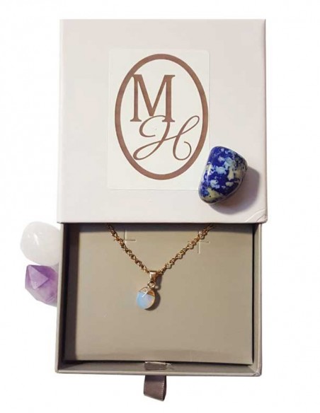 Necklace with faceted teardrop pendant - Opaline