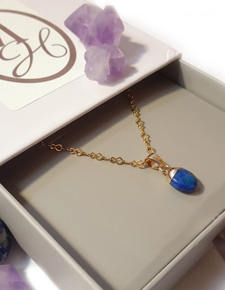 Halskette mit Anhänger mit facettierter Träne - Lapis-lazuli