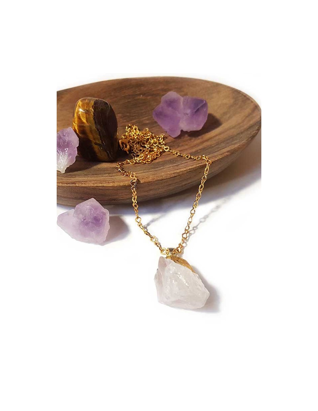 Cuoka Natural Rock Quartz Crystal Necklace for Women Girls Sterling Silver  Purple Pendant Necklaces 18K Gold Healing Mineral Stone Jewelry Gifts  Hypoallergenic - Walmart.com