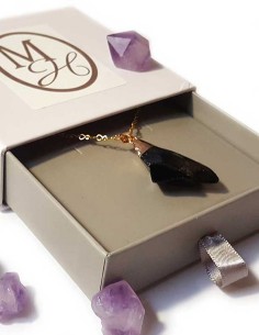 Collier avec pendentif pierre brute - Obsidienne