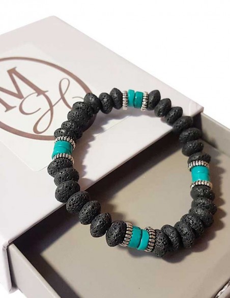 Turkoois en lava stenen armband