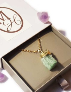 Collier avec pendentif pierre brute - Fluorite verte