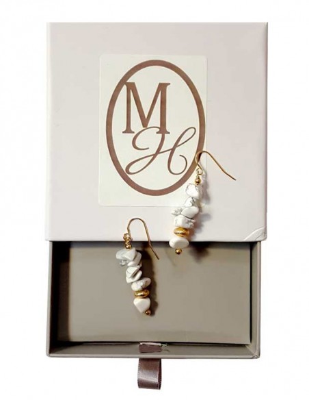 Golden seed beads and howlite earrings