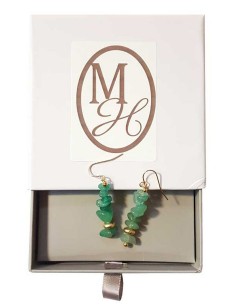 Boucles d'oreilles pendantes rocailles dorée et jade