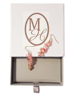 Hängende Ohrringe aus vergoldeten Rocailles und wassermelonenfarbenem Kristall