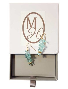 Hängende Ohrringe aus vergoldeten Rocailles und hellblauem Kristall