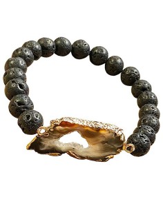 Lava stone and agate bracelet