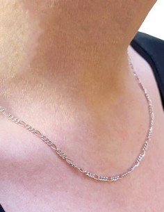 Chaine maille Forçat Figaro en argent 925 rhodié - 45 cm