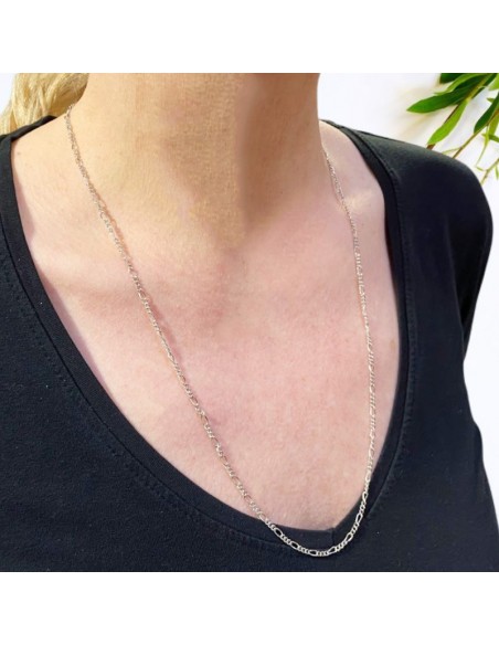 Figaro ketting in zilver 925 gerhodineerd - 65 cm