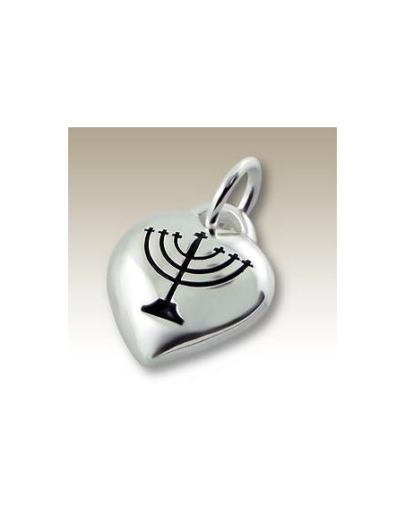 Pendentif Cœur Ménorah - Argent 925