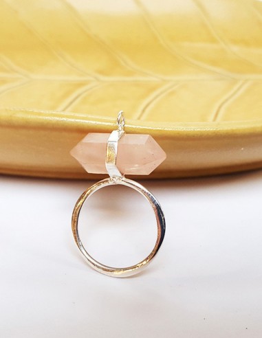Rozenkwarts hanger met 925 zilveren ketting - choker