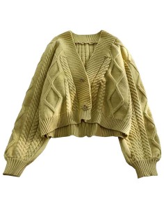 Pistachegroen vest van wol en polyester, één maat