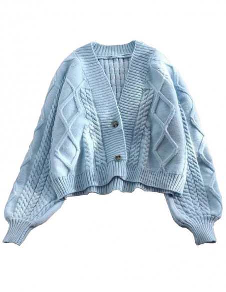 Weste aus Wolle und Polyester mit Zopfmuster, pastellblau Einheitsgröße