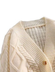 Gilet laine et polyester torsadé blanc taille unique