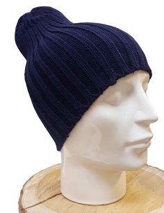 Bonnet en laine bleu marine - maille large