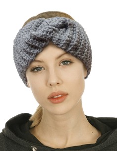 Headband twisted gray wool