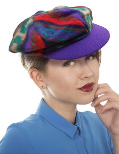 Gavroche-Mütze für Frauen mit geometrischem Muster violett
