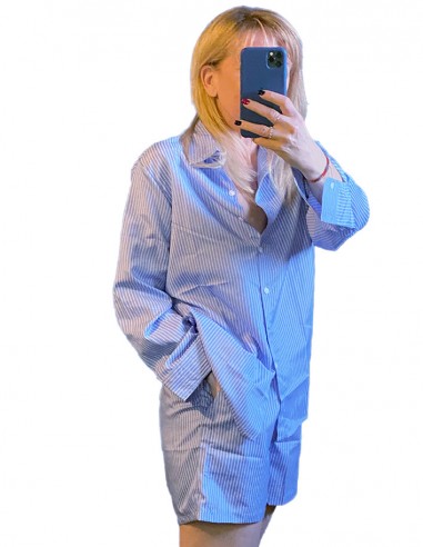 Ensemble chemise et short bleu 100 % Coton