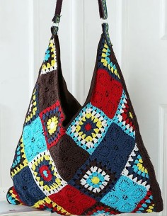Handmade boho chic style large crochet bag