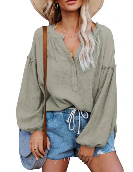 Blouse décontractée style Boho en coton