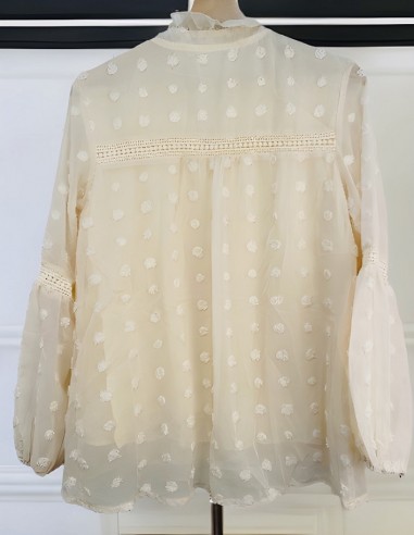 Bohemian chic long sleeve polka dot chiffon blouse
