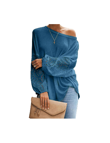 Lässige Bluse mit Ärmeln und englischer Stickerei im Boho-Stil.