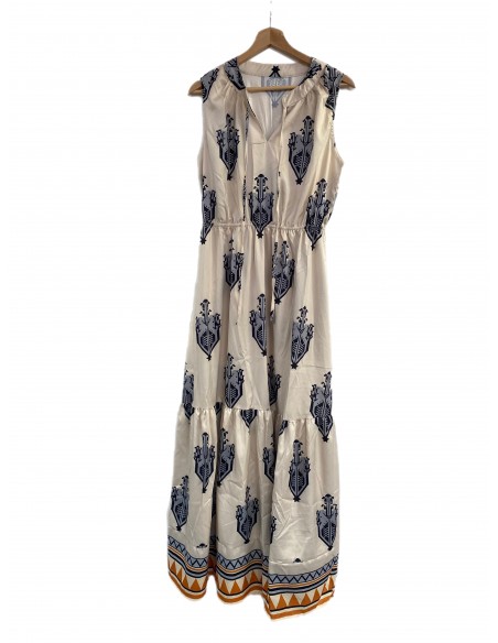 Bohemian maxi-jurk met prachtige prints en V-halslijn