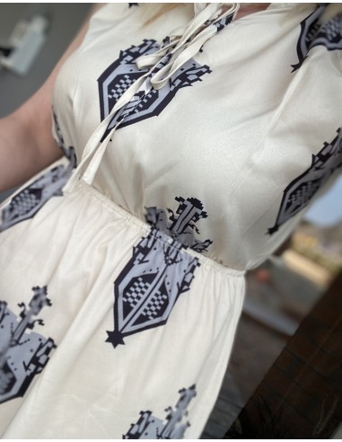 Bohemian long dress with beautiful prints and V-neckline cutout