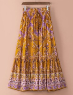 Jupe florale orange longue style boho chic