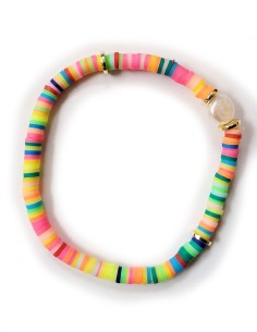 Handgemaakte veelkleurige bohemian armband - neon