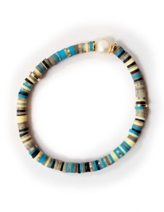 Handgemaakte veelkleurige bohemian armband - blauw