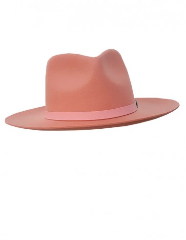 Spring felt fedora hat with wide brim - pink